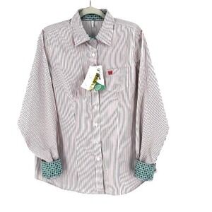 NEW Cinch Performance Western Shirt Womens XL Striped Flip Cuffs Cowgirl Landman